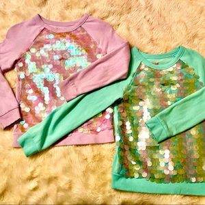 2 for 1 Cat & Jack sequin sweatshirts, 7/8